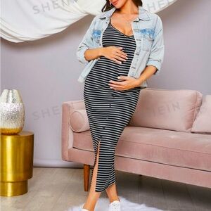 Maternity Striped Midi Dress